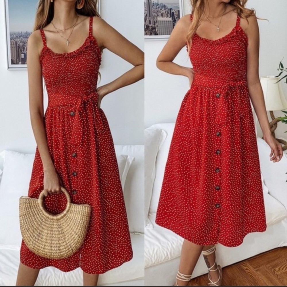 🎉HP🎉 Red Polka Dot Dress - Picture 2 of 4